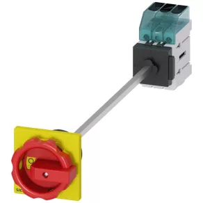   Întrerupător Siemens 3LD3248-0TK53, 3P, 32 A, cu acționare rotativă (pentru orificiu de 22,5 mm), roșu/galben