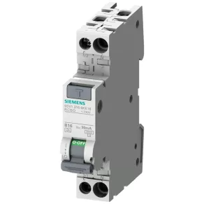   Întrerupător de curent Siemens 5SV1316-1KK02 cu protecție la curent, 1C+N, 2 A, 6 kA, 30 mA, tip CA (1 modul)