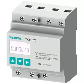   Contor Siemens 7KT1670, trifazic, 80 A (direct), clasa 1, fără certificare MID, ieșire tarifară, ieșire S0/digitală