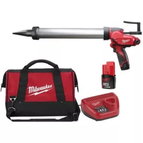   Pistol de etanșare și lipire Milwaukee M12 cu tub de aluminiu de 600 ml, 1 baterie de 2,0 Ah, încărcător de 40 de minute și geantă M12 PCG/600A-201B 4933441670