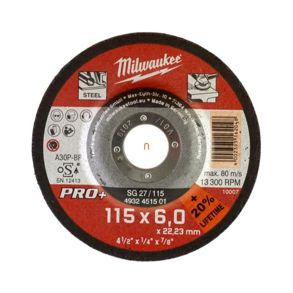 Milwaukee disc de șlefuit pentru metal 115x6mm curbat SG27 PRO+ (4932451501)