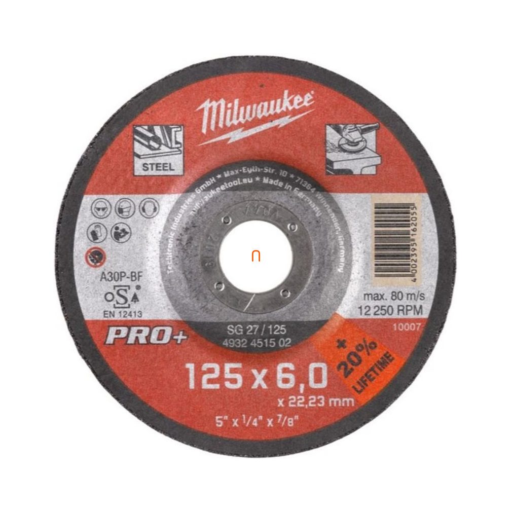 Milwaukee disc abraziv pentru metal 125x6mm curbat SG27 PRO+ (4932451502)