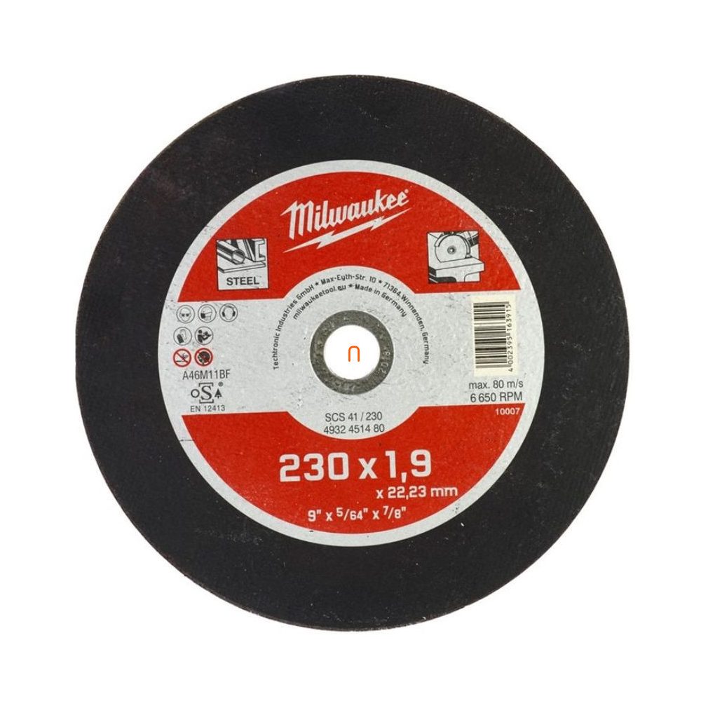 Disc de tăiere Milwaukee pentru metal WSCS41/ 230x1,9mm (4932451480)