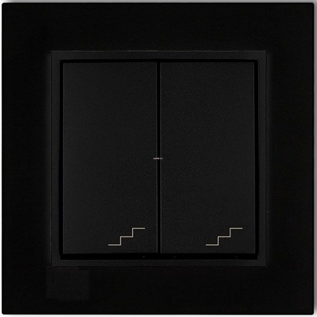 Comutator dublu cu cadru în culoare negru mat (Mini)