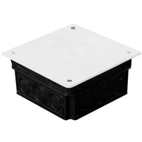 Cutie perforată cu capac, neagră, 100x100x50mm