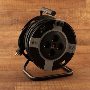 Bobină de cablu cu 4 prize, 50 metri, negru/gri, IP20