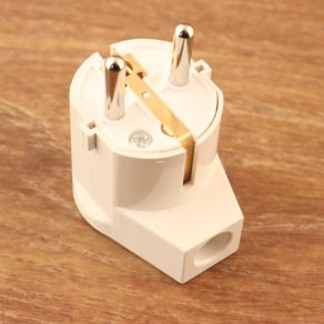   Dop oscilant cu împământare (din plastic) cu ieșire laterală, alb