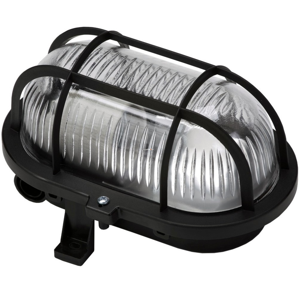 Lampă pentru barcă, ovală, cu grilaj din plastic 60W, neagră - GAO 6914H