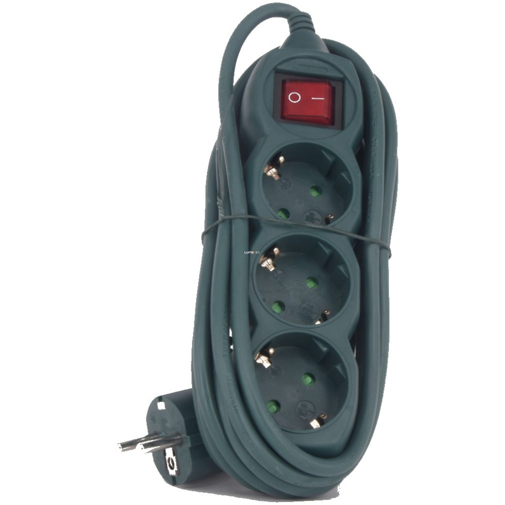 Distribuitor de masă cu 3 comutatoare, 5 m, 3x1,5, verde