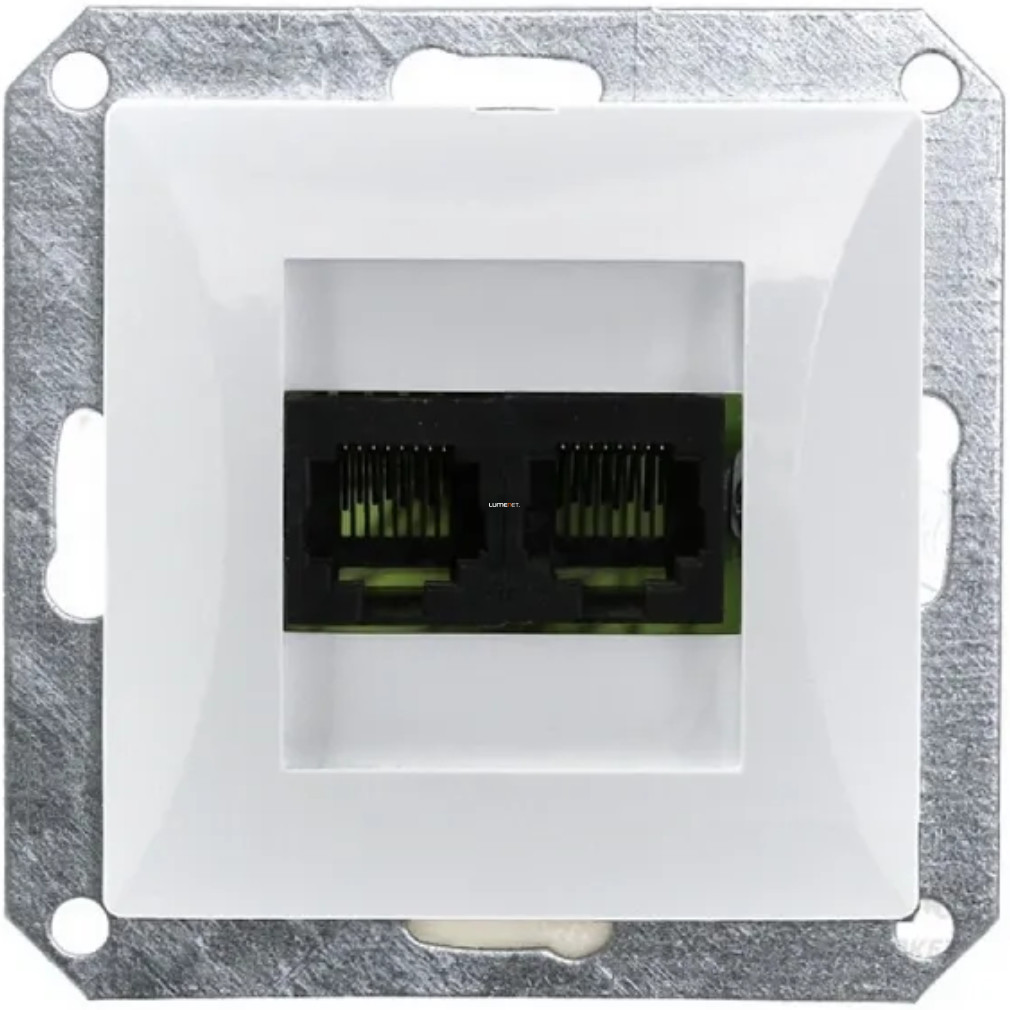 Dublă priză LAN/telefon RJ-45 fără cadru, alb (Opal)