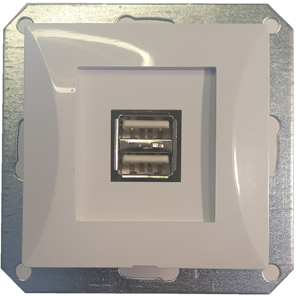 Dublă priză USB fără ramă, alb (Opal)