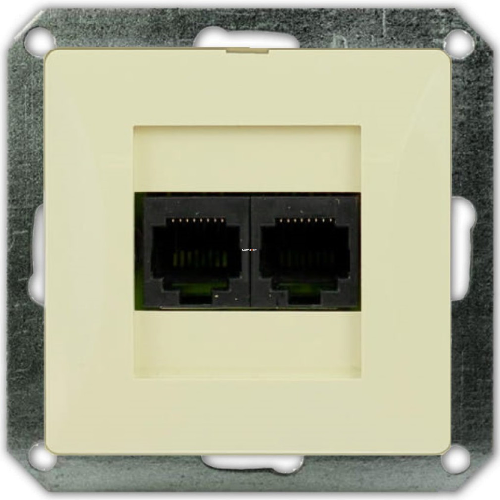 Dublă priză LAN/telefon RJ-45 fără cadru, bej (Opal)