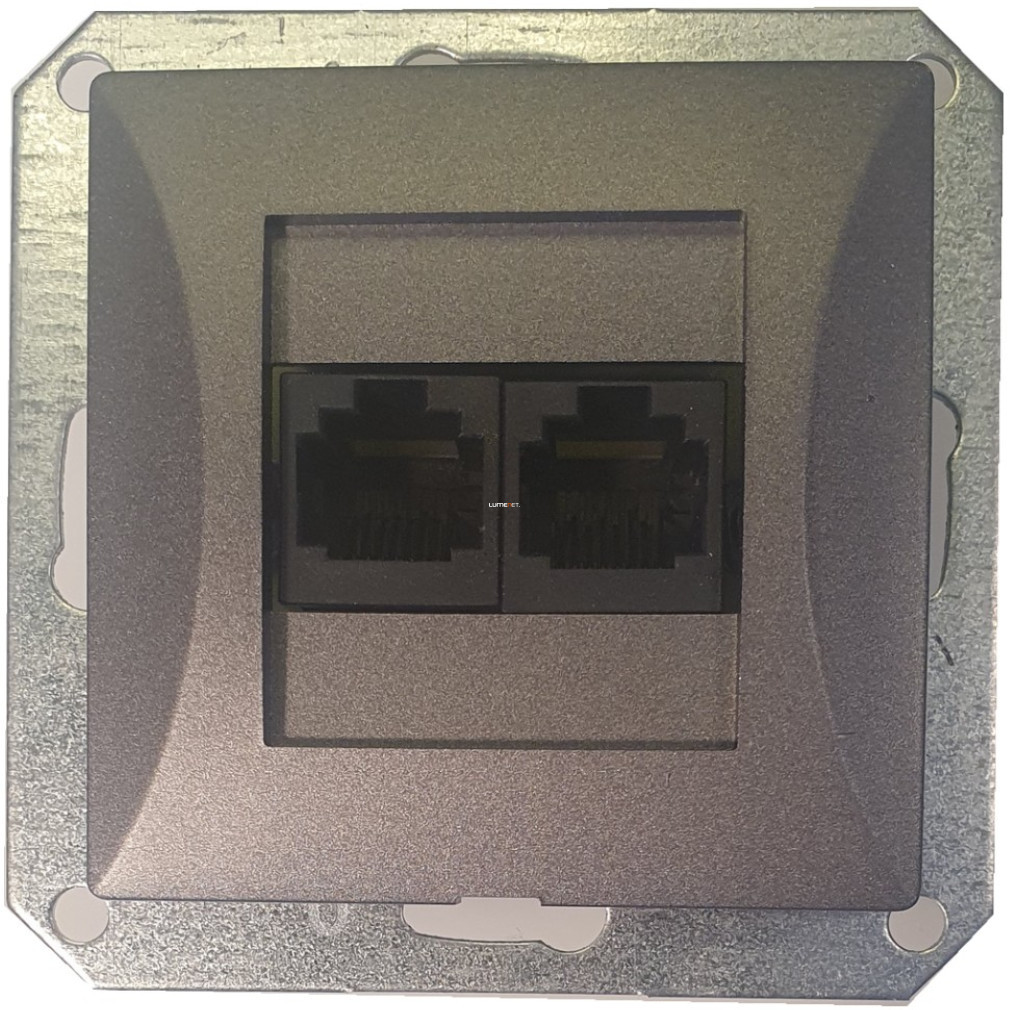 Dublă priză LAN/telefon RJ-45 fără cadru, grafit (Opal)