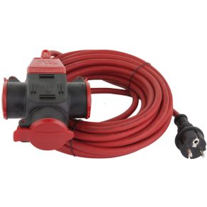   Prelungitor cu împământare, pentru exterior, cu 3 prize, 10 m H07RN-f 3x1,5