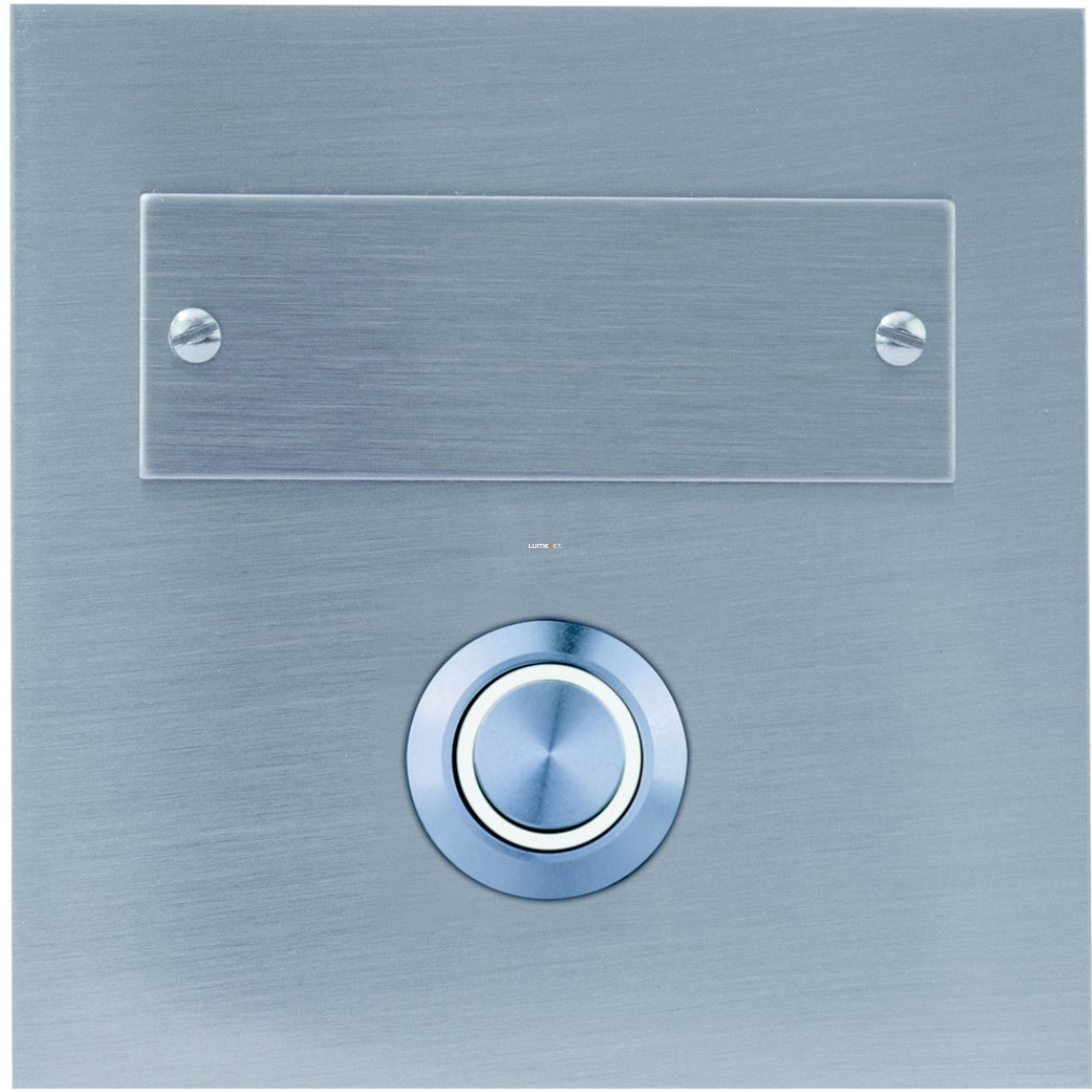 Buton sonerie cu plăcuță de identificare pătrată 1 cu iluminare LED din oțel
