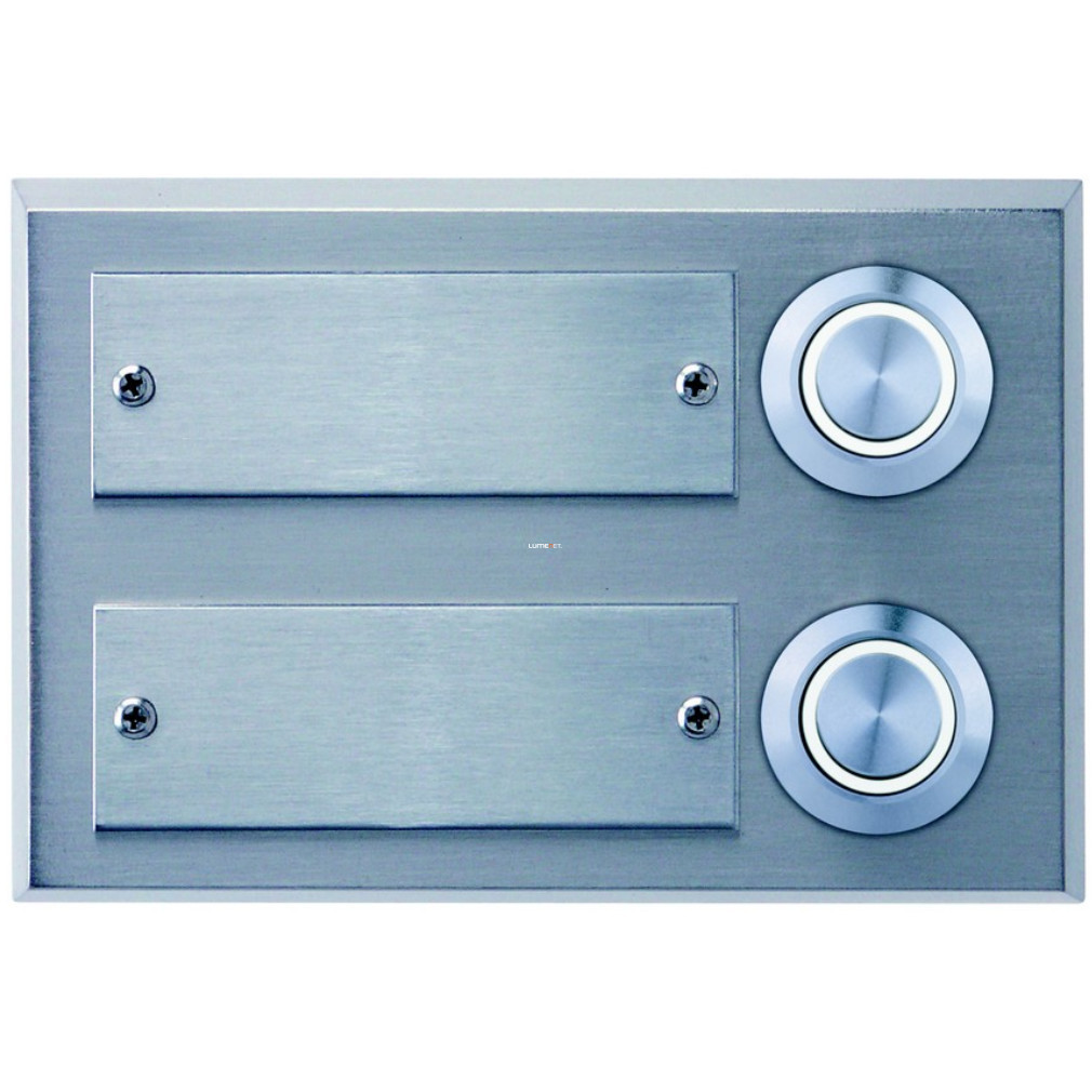 Buton sonerie cu plăcuță de identificare, din oțel, cu iluminare LED, 2 butoane