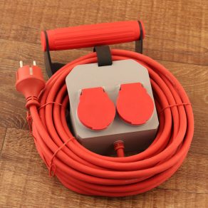   Cutie de distribuție pentru exterior cu 2 prize, 10 metri (portabilă)