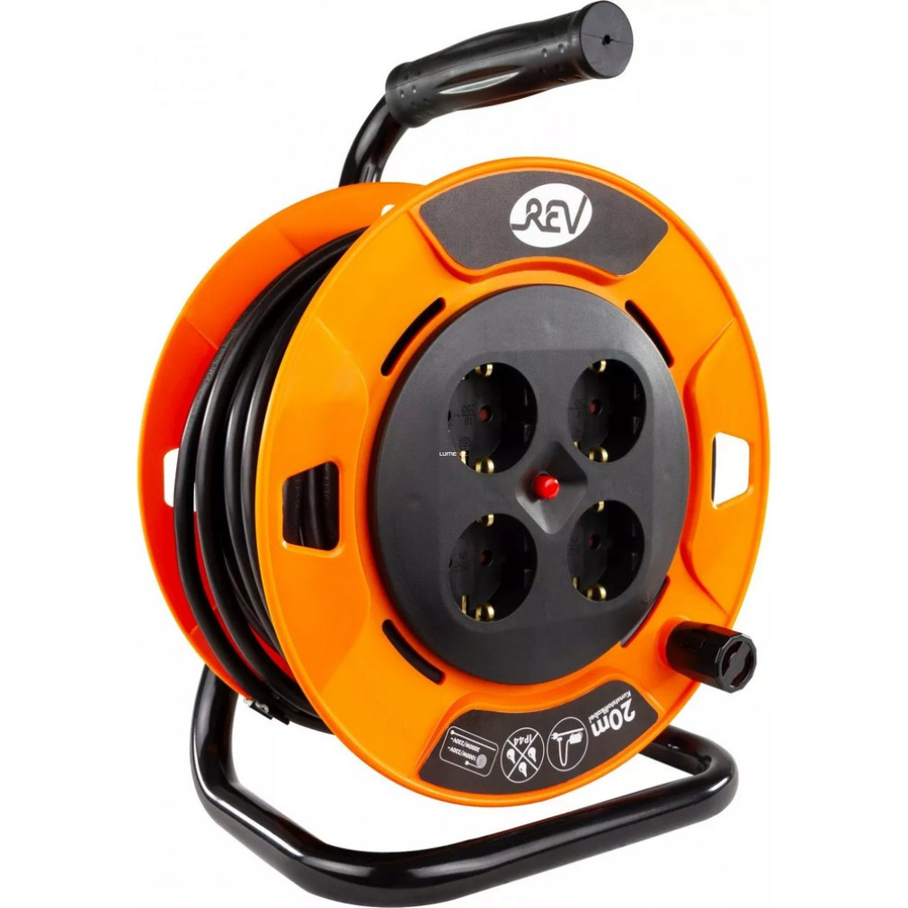 Tambur pentru cabluri din plastic, cu cablu PVC H05VV 3x1,5 20 m