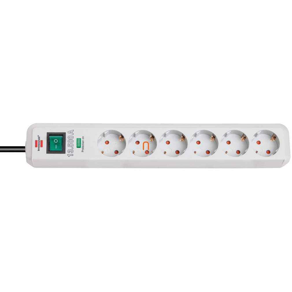 Cu comutator distribuitor cu 6 căi, protecție la supratensiune, 1,5 m, gri deschis (Eco-Line)
