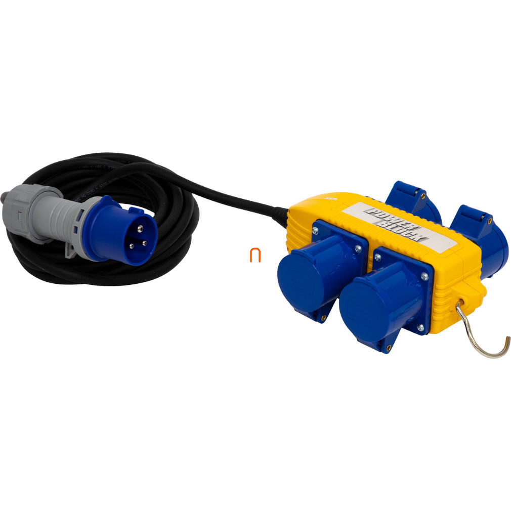 Distribuitor industrial monofazic cu patru ieșiri, 10 m, negru