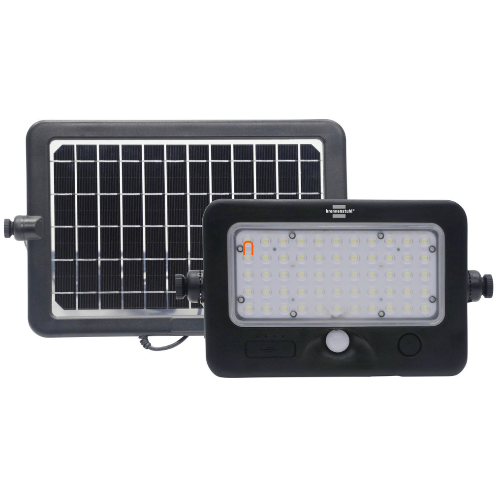 Reflector LED exterior cu senzor de mișcare, cu panouri solare, dublu față - Brennenstuhl 1171720