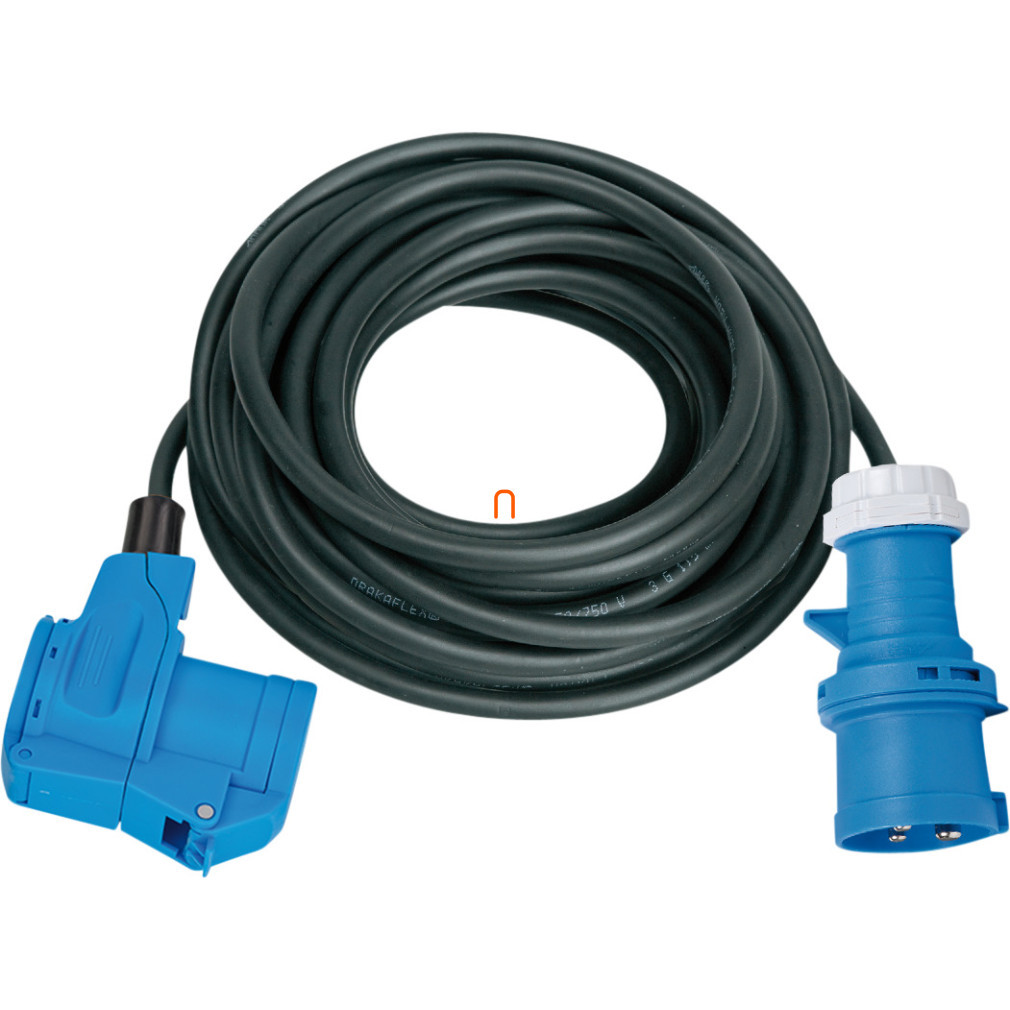 Conector unghiular de prelungire industrial monofazic cu racord unghiular de 10 m, negru