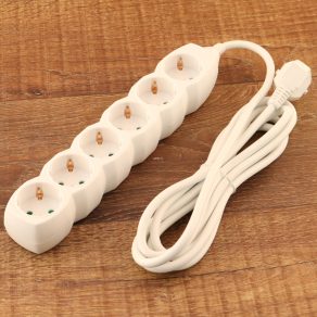 Splitter cu șase ieșiri, 3 metri, alb