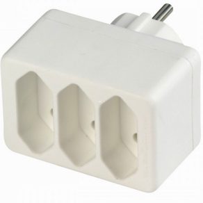   Distribuitor cu 3 căi fără împământare, 2,5 A, 250 V, alb