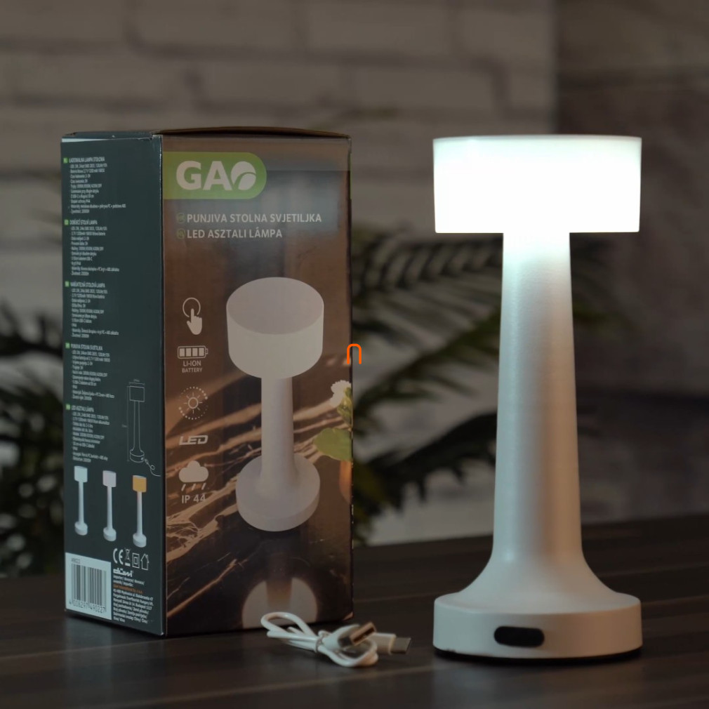 Lampa LED de masă reglabilă pentru exterior, cu comutator tactil, reîncărcabilă, 21 cm, culoare albă - GAO 49022, 2 W, 120 lm