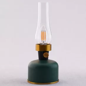   Lampă cu petrol cu sursă de lumină LED E14 reglabilă, reîncărcabilă, 2,5 W, 200 lm, IP44, în culorile turcoaz și alamă