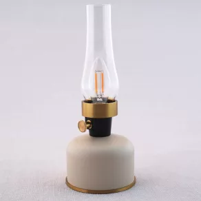   Lampă cu petrol cu sursă de lumină LED E14 reglabilă, reîncărcabilă, 2,5 W, 200 lm, IP44, albă, în nuanță de alamă