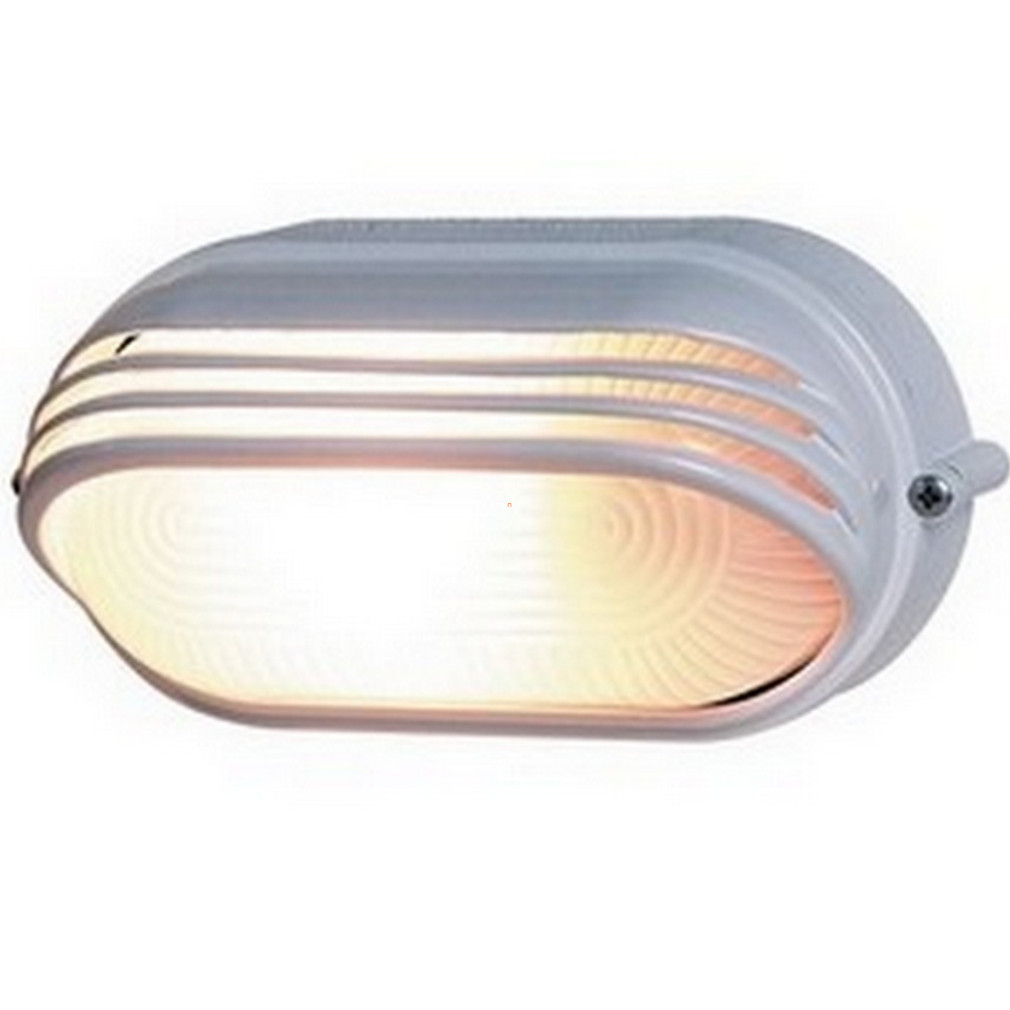Lampă pentru barcă, ovală, semi-acoperită, cu grilaj din aluminiu 60W, albă - GAO 90056