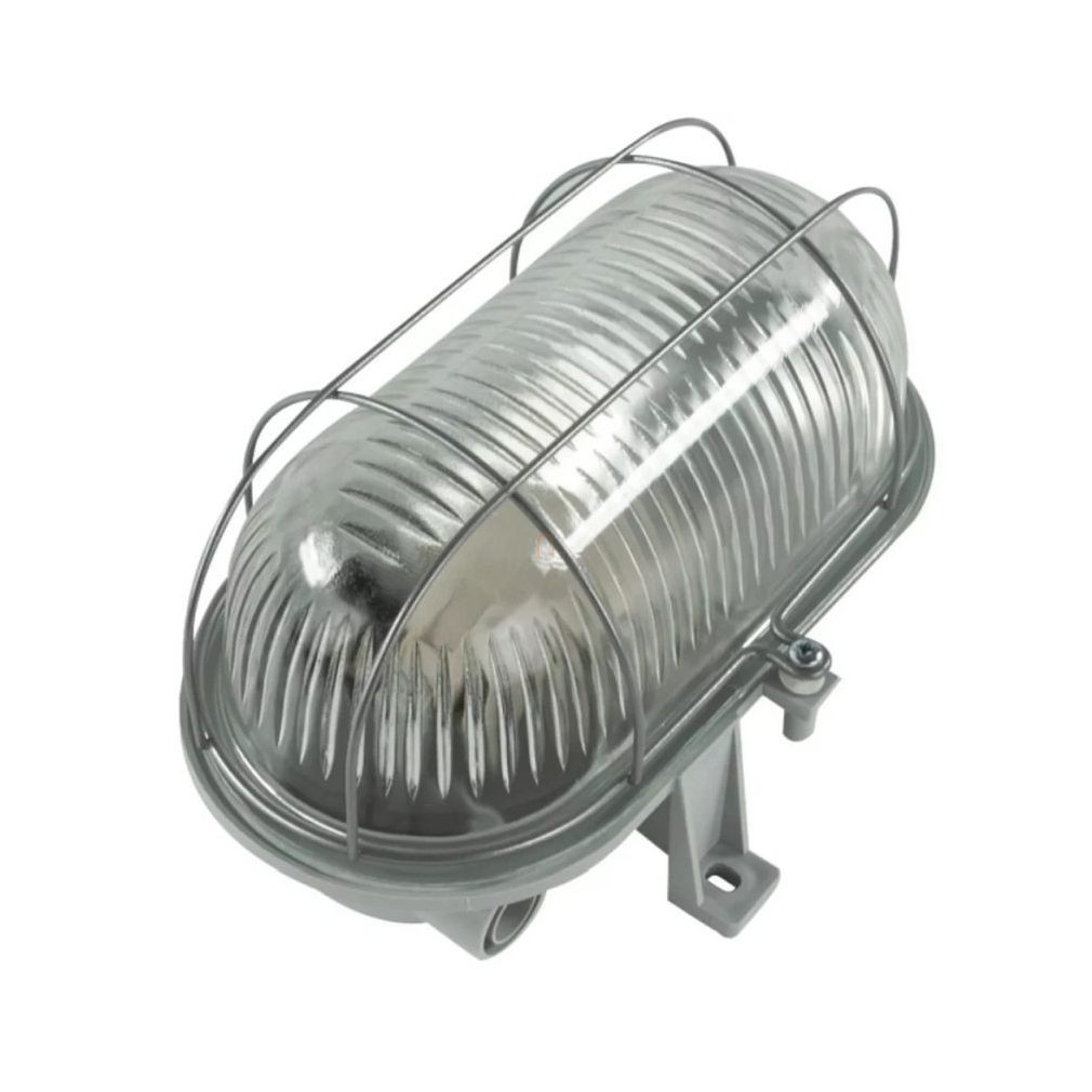 Lampa pentru barcă 60W E27 ovală, cu grilaj metalic, bază gri IP44 0590130555