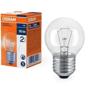   Bec Osram E27 11W, 50 lm, 2700 K, alb cald, sticlă -Classic P