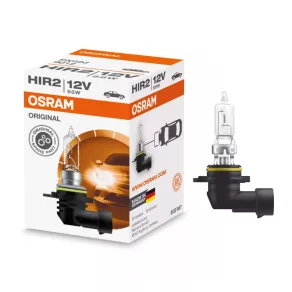   Bec halogen Osram Original Line 12V HIR2 pentru faruri, 12 V, 55 W, 1875 lm, soclu PX22d, calitate OEM, durată de viață 870 ore, 9012, 1 buc./cutie