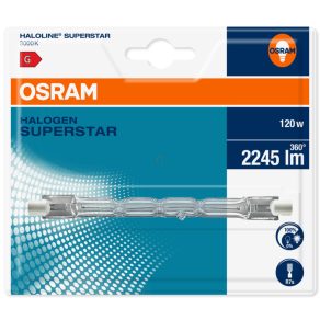   Bec halogen Osram R7s 120 W, 2245 lm, 3000 K, alb cald, 240 V, sticlă, ambalaj blister -64696