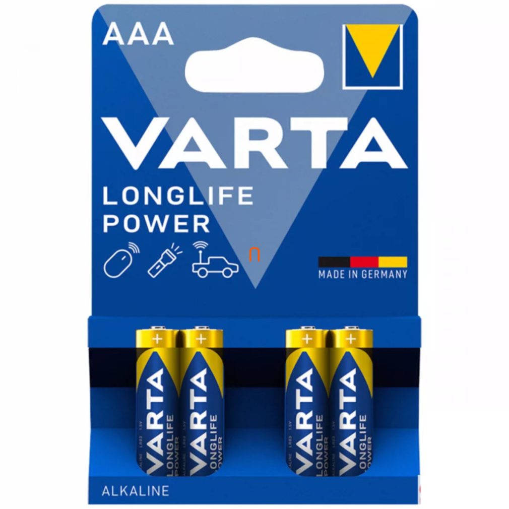 Baterii alcaline Varta AAA 1,5 V, 4 bucăți (Longlife Power)