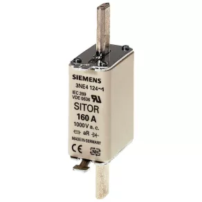   Siguranță cu lamă Siemens 3NE4122, NH-0, 125 A aR, 1000 V c.a. / 440 V c.c., protecție pentru semiconductori