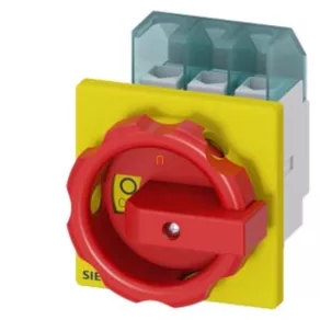   Întrerupător Siemens 3LD2103-0TK53, 3P, 25 A, pentru panou frontal, roșu/galben