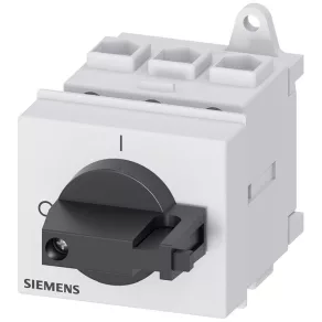   Întrerupător Siemens 3LD2130-0TK11, 3P, 25 A, montabil pe șină, cu capac de protecție, negru