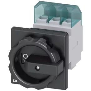   Întrerupător Siemens 3LD2254-0TK51, 3P, 32 A, pentru montare pe panou frontal, se montează într-o gaură de 22,5 mm, negru