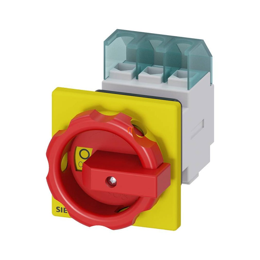 Siemens 3LD2254-0TK53 BE-KI comutator, 3P, 32A, pentru panou frontal, montabil în orificiu de 22,5 mm, roșu/galben