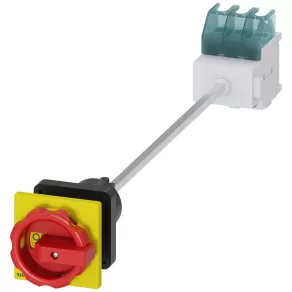   Întrerupător Siemens 3LD2144-0TK53, 3P, 25 A, cu acționare rotativă (pentru orificiu de 22,5 mm), roșu/galben