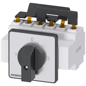   Comutator Siemens 3LD2123-7UK01 1-0-2, 3P 25A, pentru panou frontal, negru