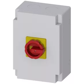   Întrerupător Siemens 3LD2566-3VB53, 6 poli, 63 A, în carcasă, roșu/galben