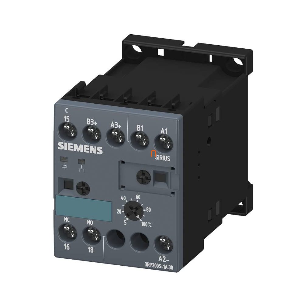 Siemens 3RP2005-1AP30 temporizator cu LED, 8 funcții, 15 intervale de timp 1CO, 24/200-240VAC / 24VDC, conexiune cu șurub