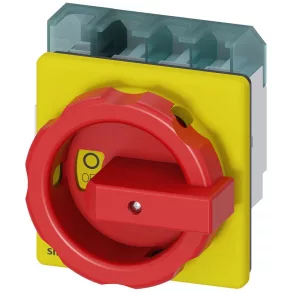   Întrerupător Siemens 3LD2504-1TL53, 3P+N, 63 A, pentru panou frontal, roșu/galben