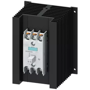   Relé cu semiconductori (SSR) Siemens 3RF2450-3AC45, 3x50 A/48-600 V c.a., alimentare 4-30 V c.c., cu radiator, cu șuruburi