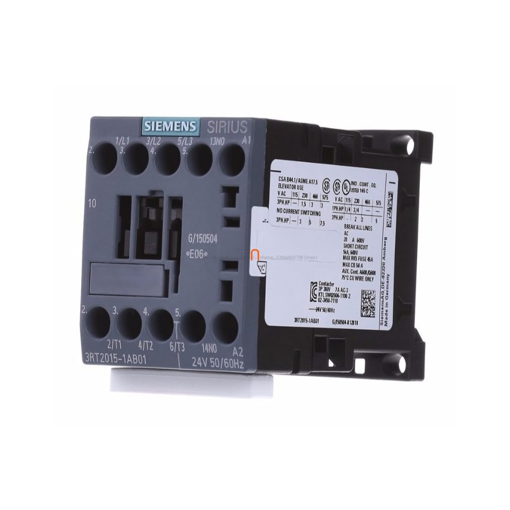 Siemens 3RT2015-1AB01 magnetocontactor, 3kW/7A, 24VAC, 1NO, S00, cu șurub