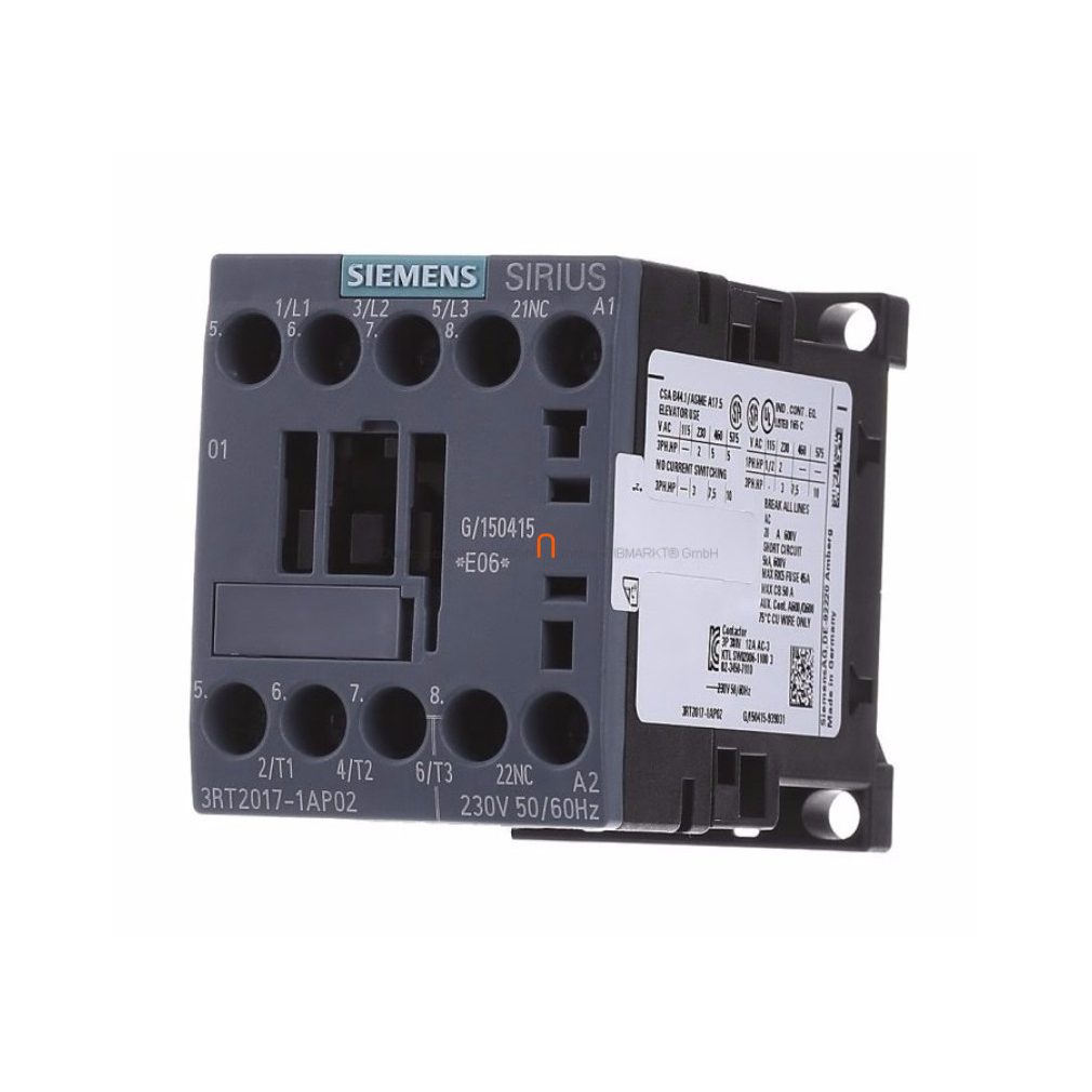 Siemens 3RT2017-1AP02 magneto-contact, 5,5kW/12A, 230VAC, 1NC, S00, cu șurub